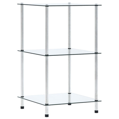 vidaXL Regal mit 3 Ablagen Transparent 40x40x67 cm Hartglas
