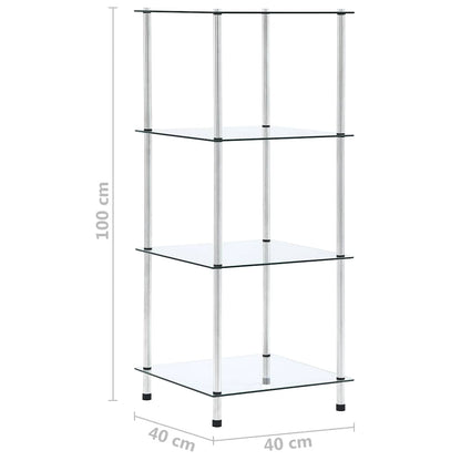 vidaXL Regal mit 4 Ablagen Transparent 40x40x100 cm Hartglas