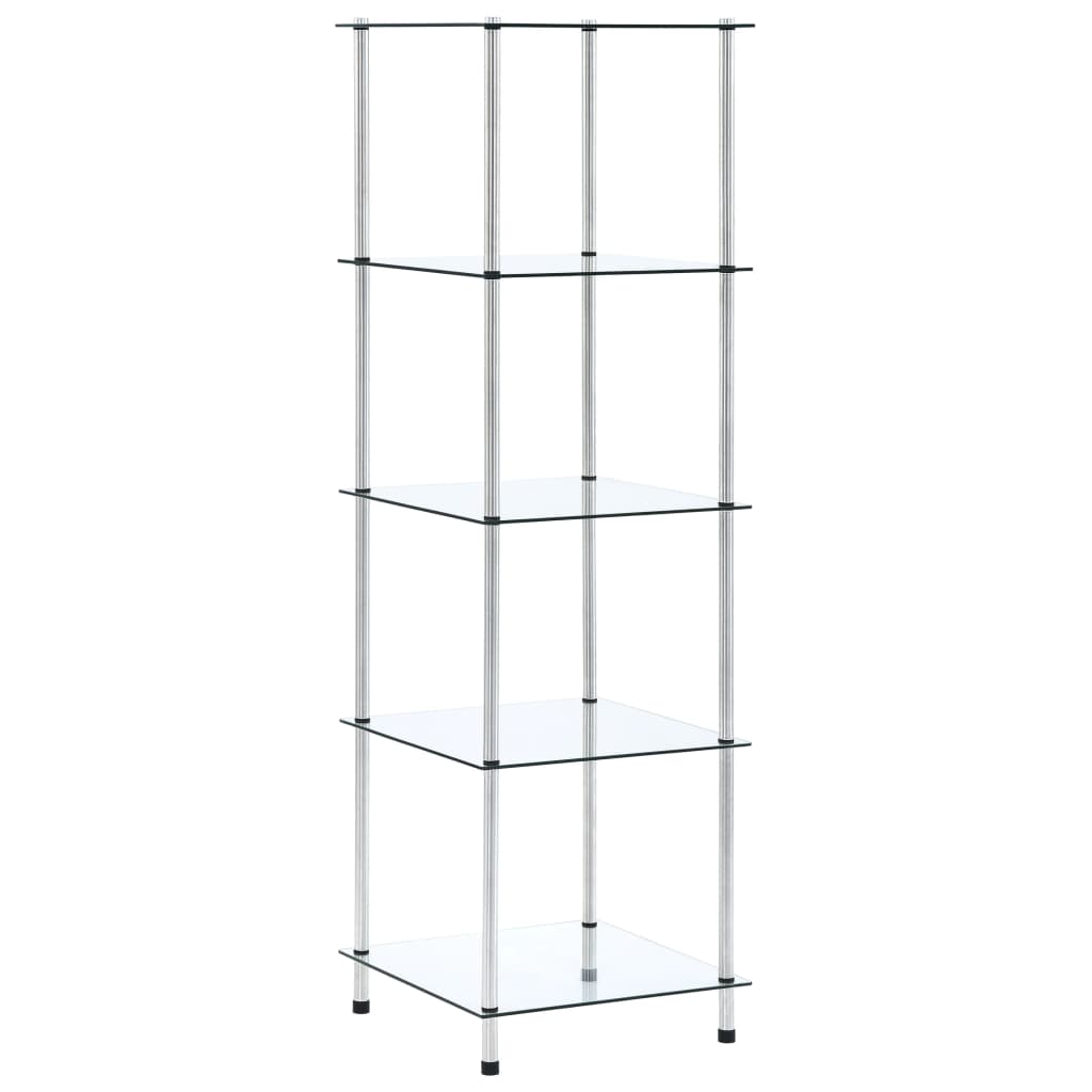 vidaXL Regal mit 5 Ablagen Transparent 40x40x130 cm Hartglas