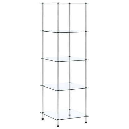 vidaXL Regal mit 5 Ablagen Transparent 40x40x130 cm Hartglas