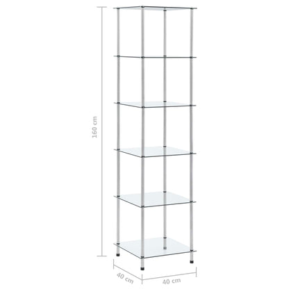 vidaXL Regal mit 6 Ablagen Transparent 40x40x160 cm Hartglas