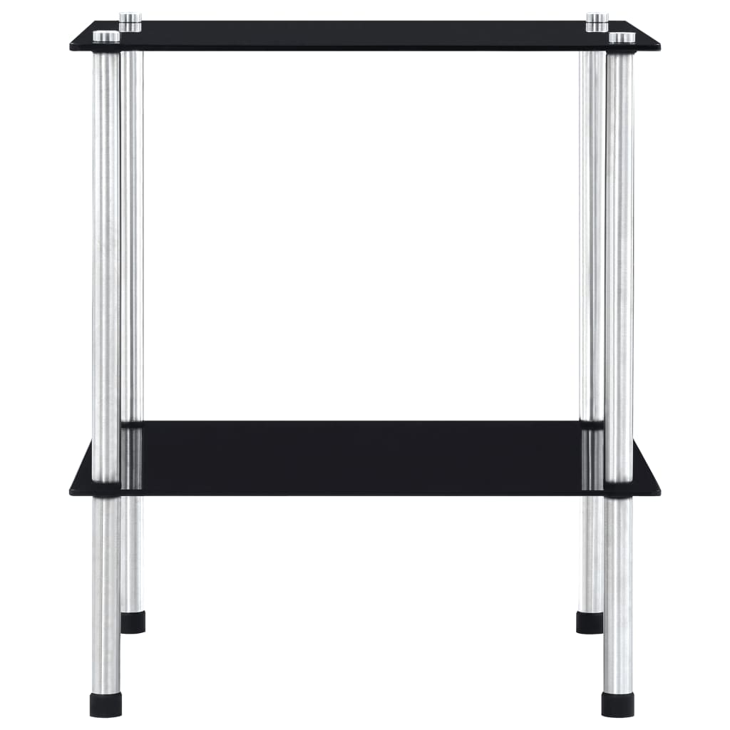 vidaXL Regal mit 2 Ablagen Schwarz 40x40x47 cm Hartglas
