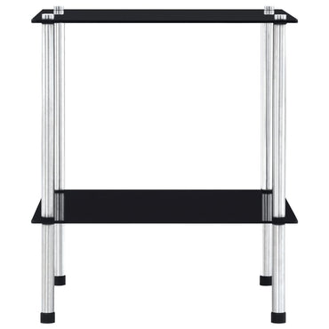vidaXL Regal mit 2 Ablagen Schwarz 40x40x47 cm Hartglas