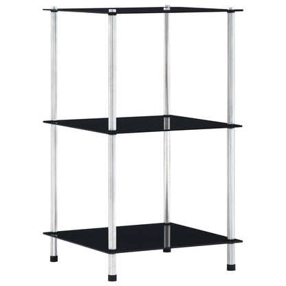 vidaXL Regal mit 3 Ablagen Schwarz 40x40x67 cm Hartglas