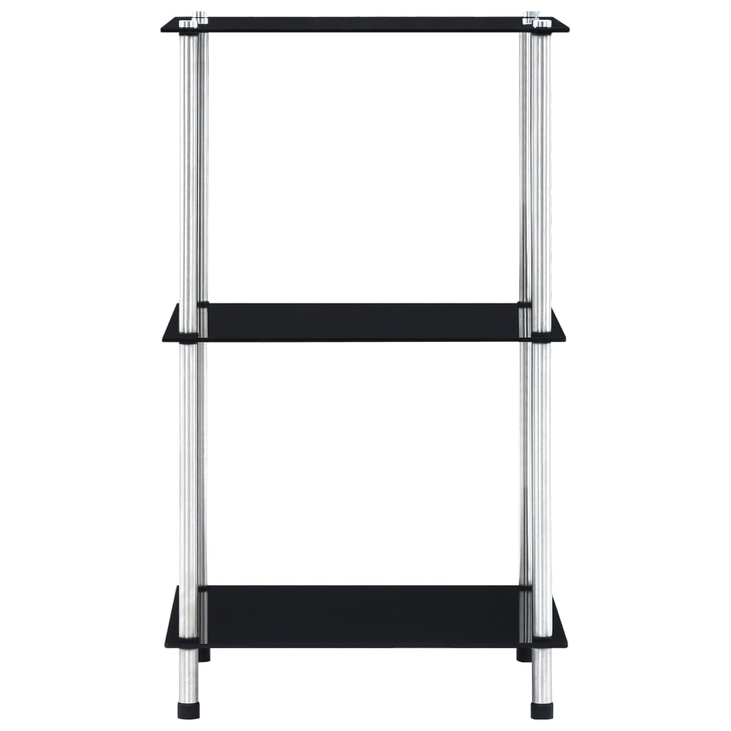 vidaXL Regal mit 3 Ablagen Schwarz 40x40x67 cm Hartglas