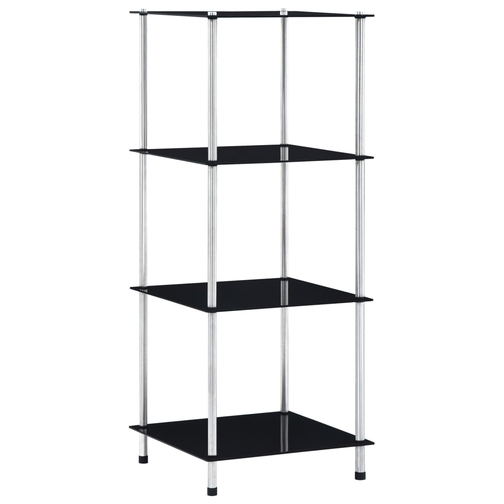 vidaXL Regal mit 4 Ablagen Schwarz 40x40x100 cm Hartglas