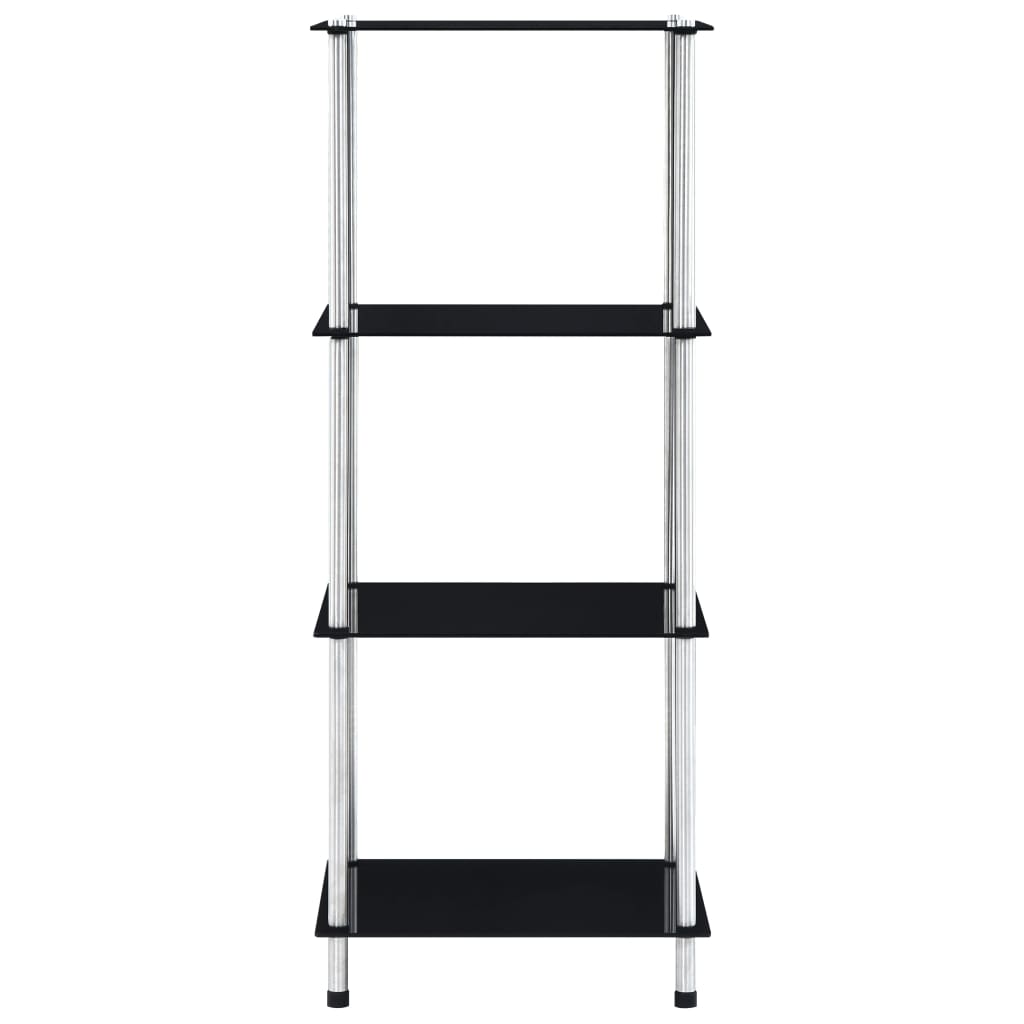vidaXL Regal mit 4 Ablagen Schwarz 40x40x100 cm Hartglas