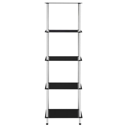 vidaXL Regal mit 5 Ablagen Schwarz 40x40x130 cm Hartglas