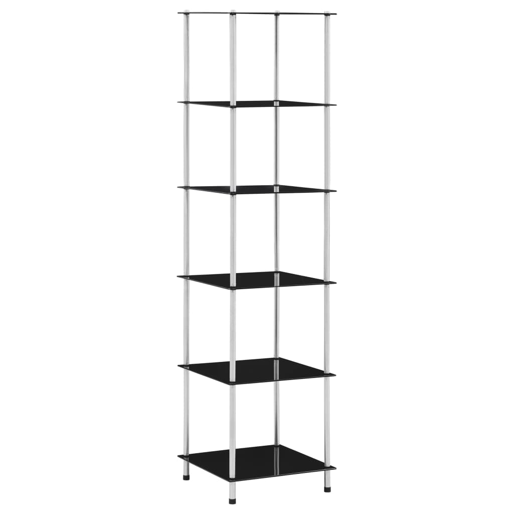 vidaXL Regal mit 6 Ablagen Schwarz 40x40x160 cm Hartglas