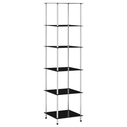 vidaXL Regal mit 6 Ablagen Schwarz 40x40x160 cm Hartglas