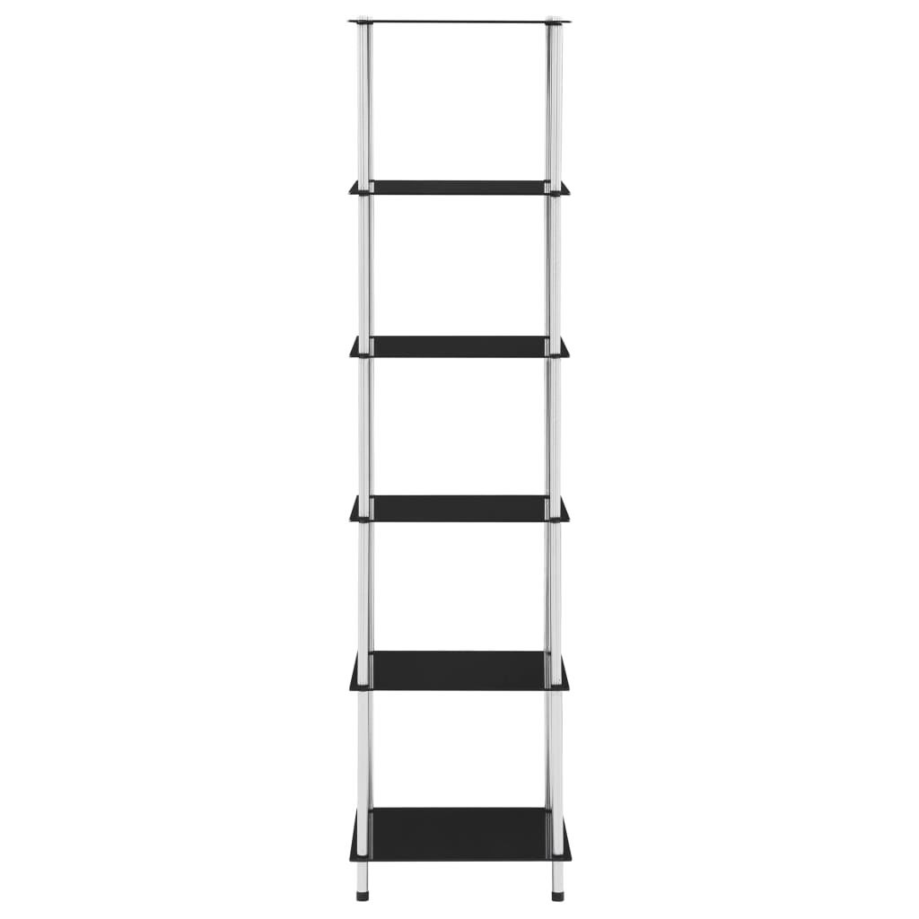 vidaXL Regal mit 6 Ablagen Schwarz 40x40x160 cm Hartglas