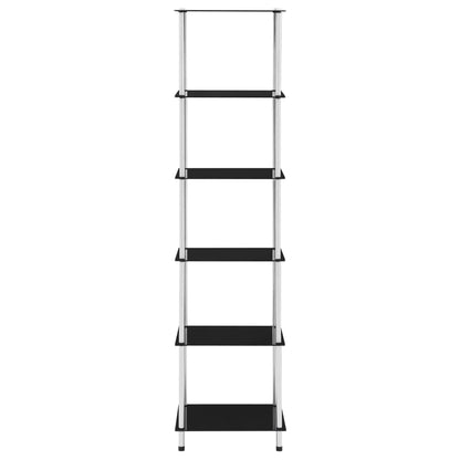 vidaXL Regal mit 6 Ablagen Schwarz 40x40x160 cm Hartglas