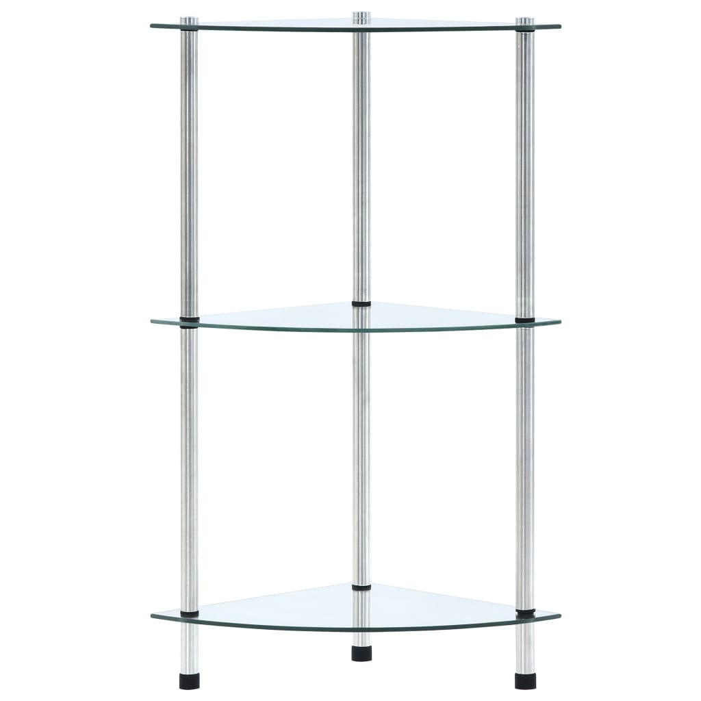 vidaXL Regal mit 3 Ablagen Transparent 30x30x67 cm Hartglas