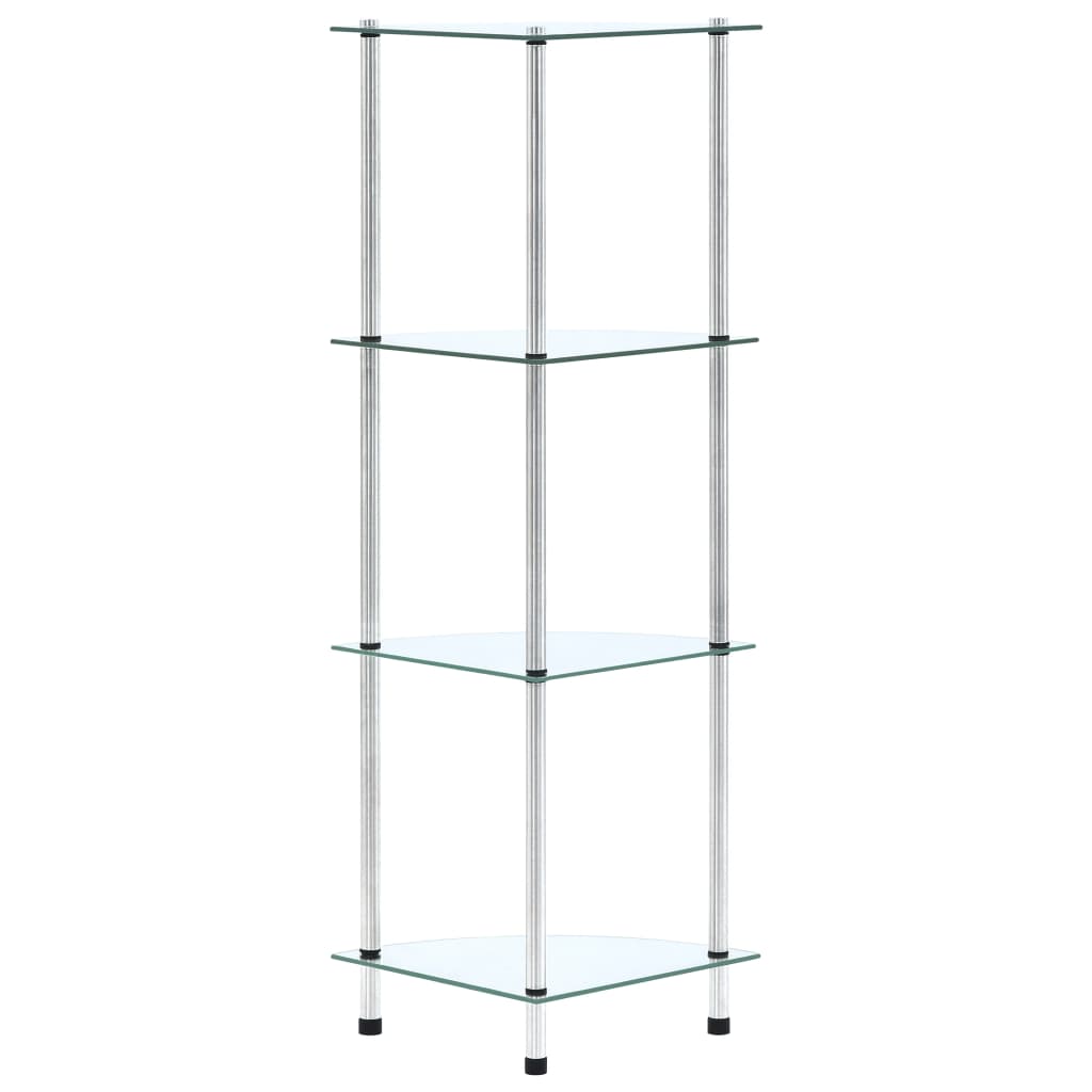 vidaXL Regal mit 4 Ablagen Transparent 30x30x100 cm Hartglas