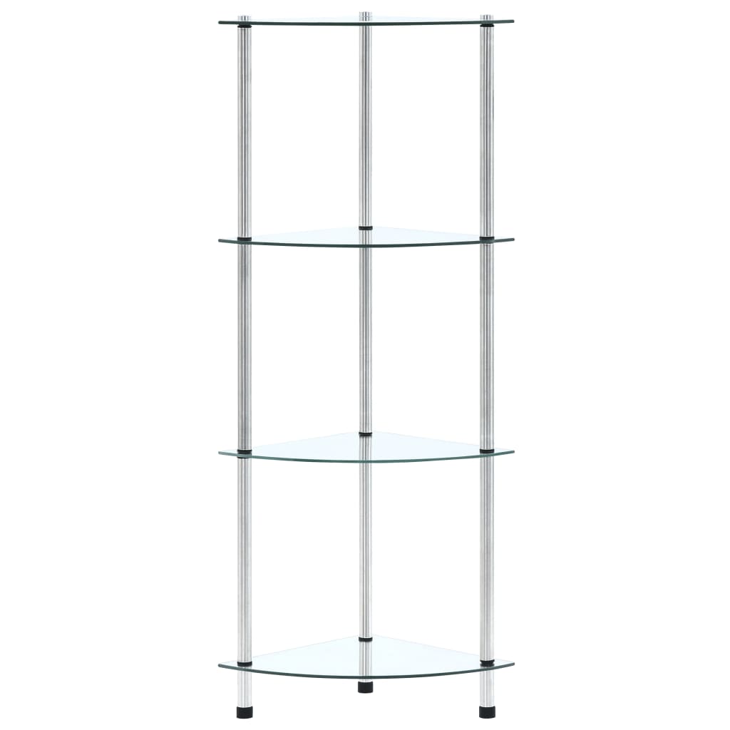 vidaXL Regal mit 4 Ablagen Transparent 30x30x100 cm Hartglas