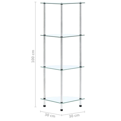 vidaXL Regal mit 4 Ablagen Transparent 30x30x100 cm Hartglas