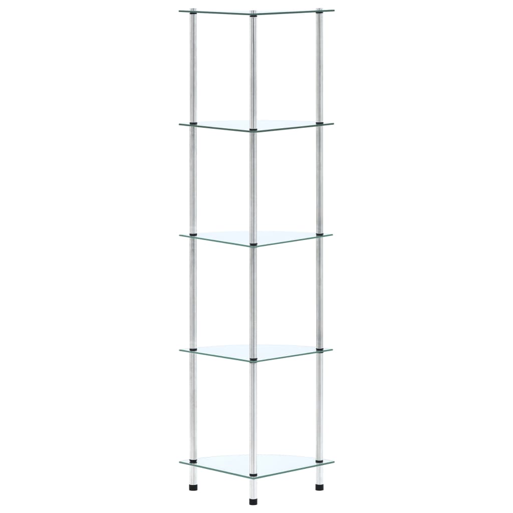 vidaXL Regal mit 5 Ablagen Transparent 30x30x130 cm Hartglas