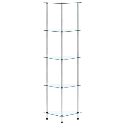vidaXL Regal mit 5 Ablagen Transparent 30x30x130 cm Hartglas