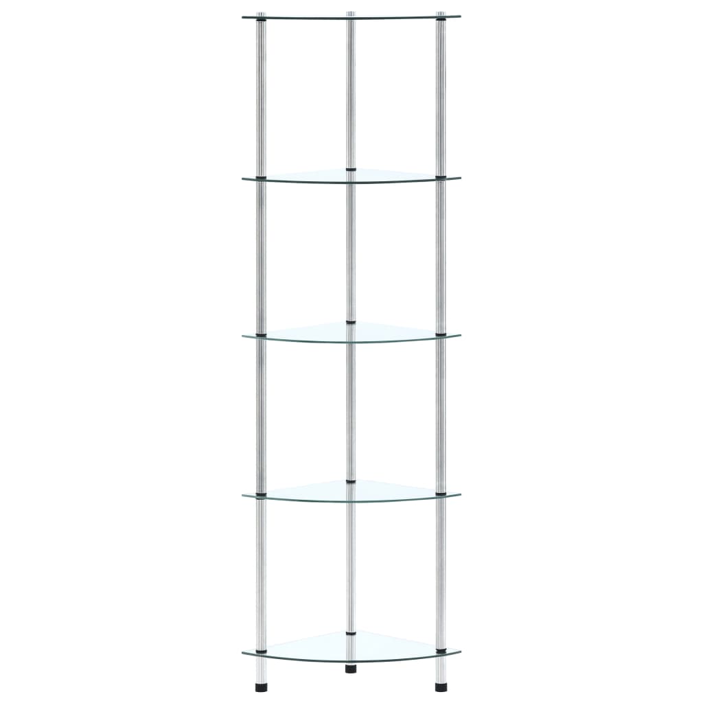 vidaXL Regal mit 5 Ablagen Transparent 30x30x130 cm Hartglas