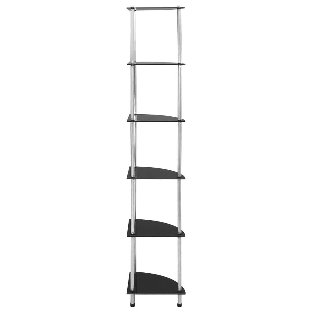 vidaXL Regal mit 6 Ablagen Schwarz 30x30x160 cm Hartglas