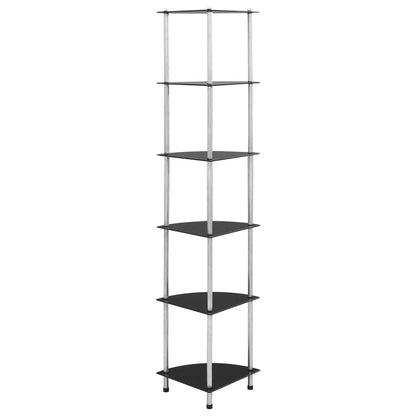 vidaXL Regal mit 6 Ablagen Schwarz 30x30x160 cm Hartglas
