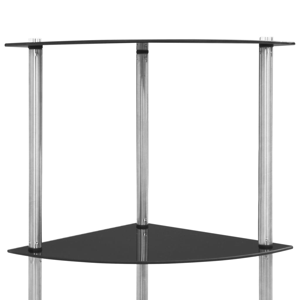 vidaXL Regal mit 6 Ablagen Schwarz 30x30x160 cm Hartglas