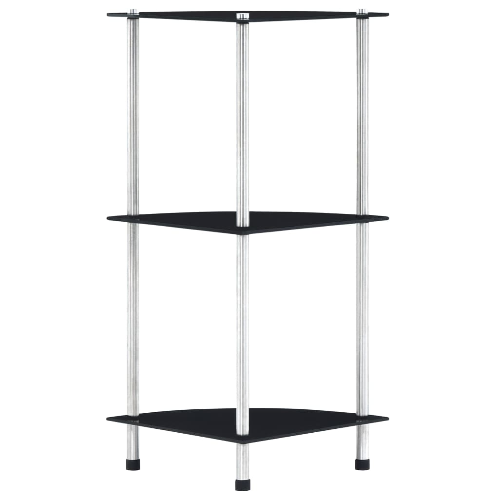 vidaXL Étagère à 3 niveaux noir 30x30x67 cm Verre trempé