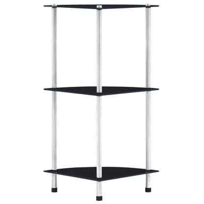 vidaXL Étagère à 3 niveaux noir 30x30x67 cm Verre trempé