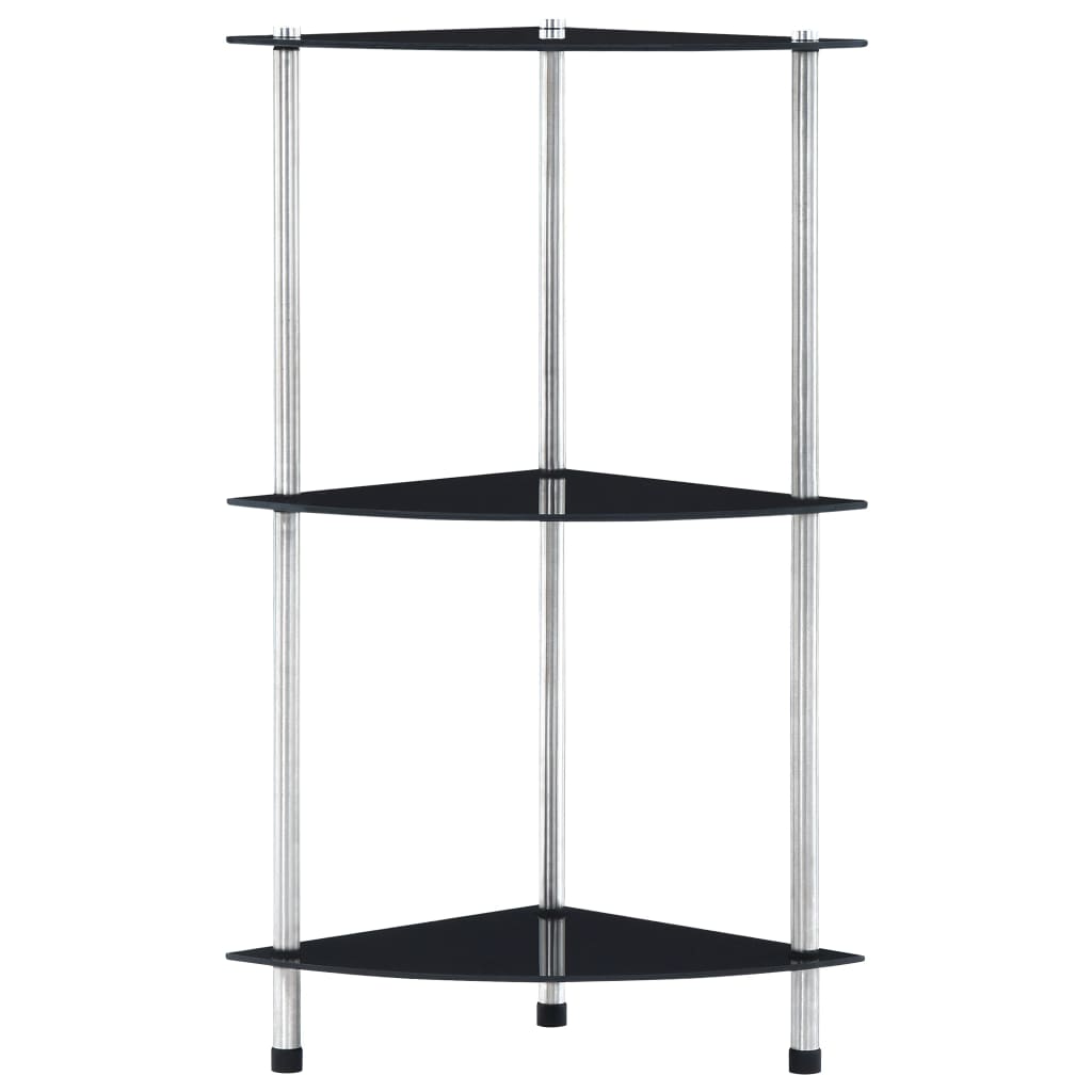 vidaXL Étagère à 3 niveaux noir 30x30x67 cm Verre trempé