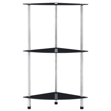 vidaXL Regal mit 3 Ablagen Schwarz 30x30x67 cm Hartglas