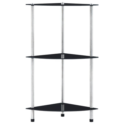 vidaXL Étagère à 3 niveaux noir 30x30x67 cm Verre trempé
