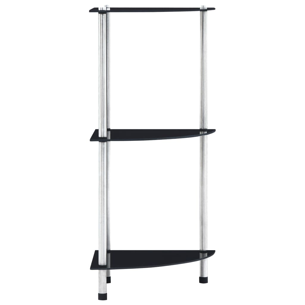 vidaXL Étagère à 3 niveaux noir 30x30x67 cm Verre trempé