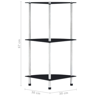 vidaXL Étagère à 3 niveaux noir 30x30x67 cm Verre trempé