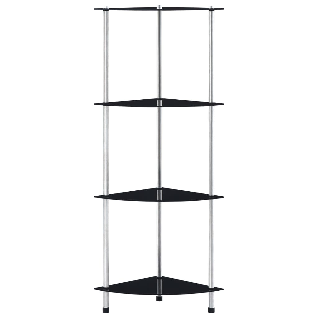 vidaXL Étagère à 4 niveaux noir 30x30x100 cm Verre trempé