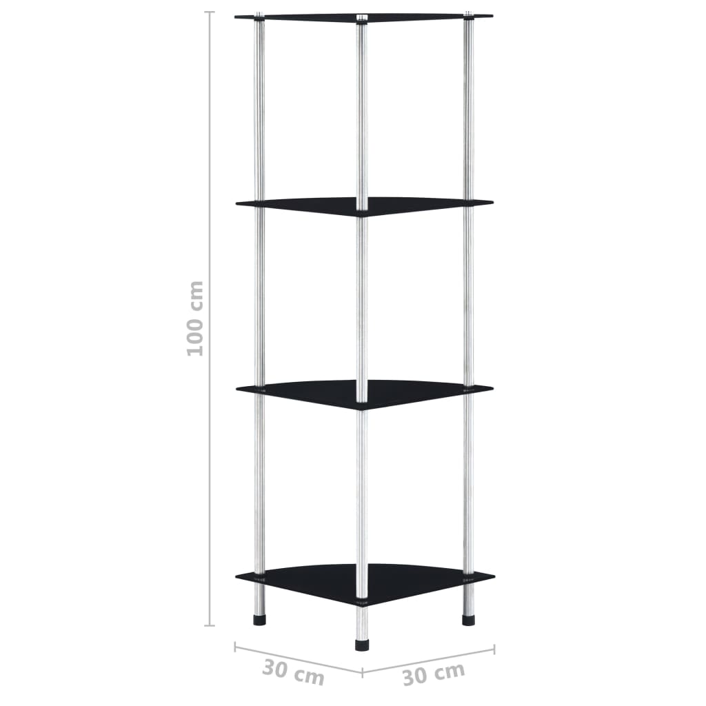 vidaXL Étagère à 4 niveaux noir 30x30x100 cm Verre trempé