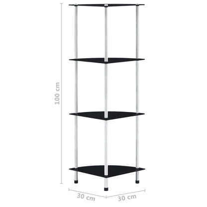 vidaXL Étagère à 4 niveaux noir 30x30x100 cm Verre trempé