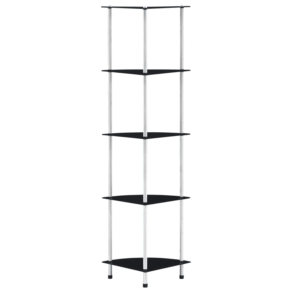 vidaXL Regal mit 5 Ablagen Schwarz 30x30x130 cm Hartglas
