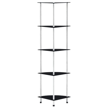 vidaXL Regal mit 5 Ablagen Schwarz 30x30x130 cm Hartglas