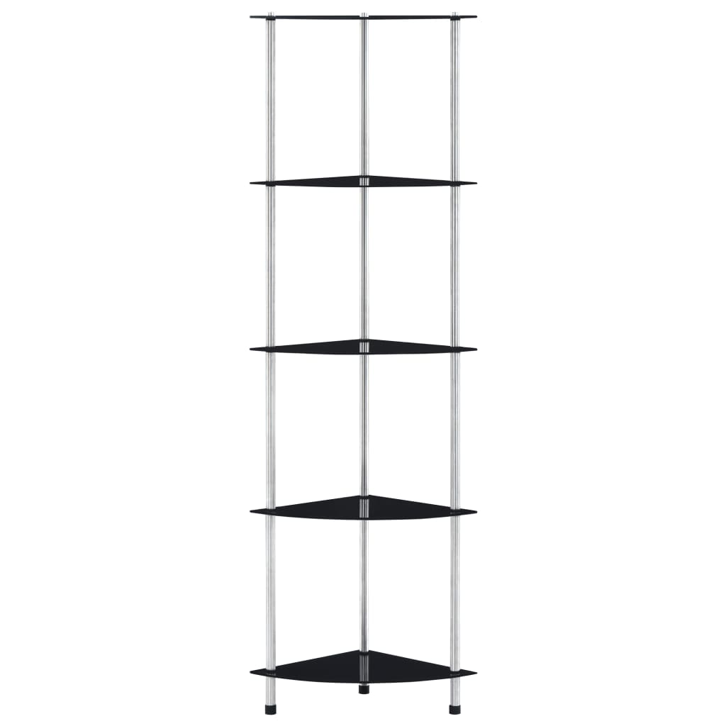 vidaXL Regal mit 5 Ablagen Schwarz 30x30x130 cm Hartglas