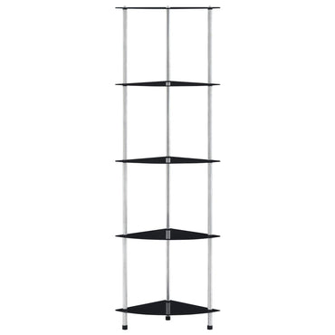 vidaXL Regal mit 5 Ablagen Schwarz 30x30x130 cm Hartglas