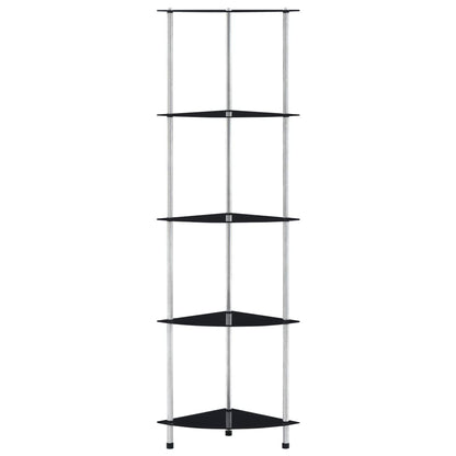 vidaXL Regal mit 5 Ablagen Schwarz 30x30x130 cm Hartglas