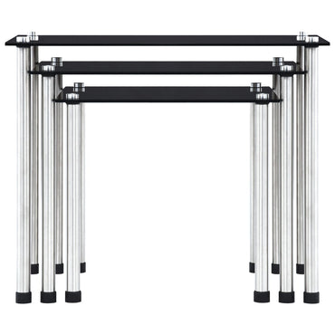 vidaXL Satztische 3 Stk. Schwarz Hartglas