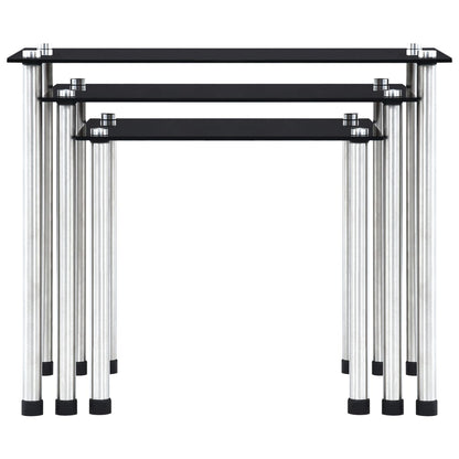 vidaXL Satztische 3 Stk. Schwarz Hartglas