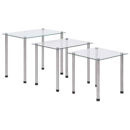 vidaXL Satztische 3-tlg. Transparent Hartglas