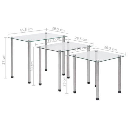 vidaXL Satztische 3-tlg. Transparent Hartglas