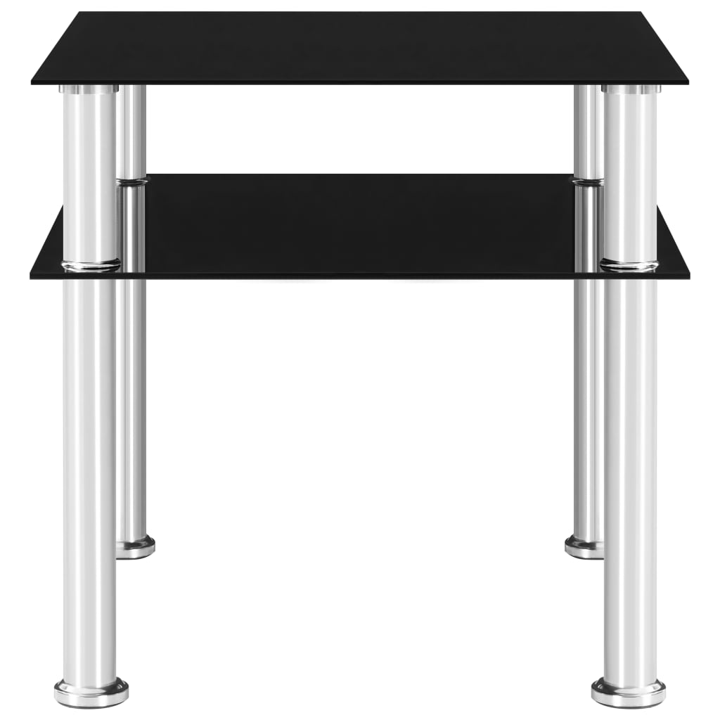 vidaXL Beistelltisch Schwarz 45x50x45 cm Hartglas