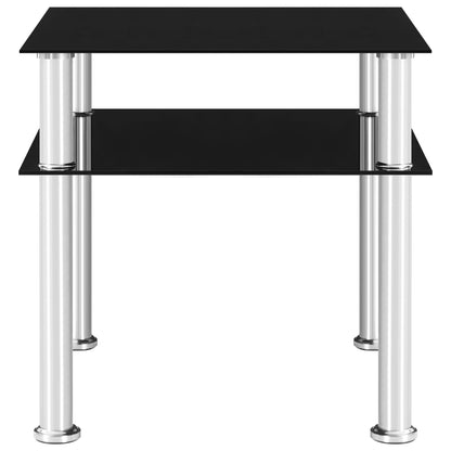 vidaXL Beistelltisch Schwarz 45x50x45 cm Hartglas