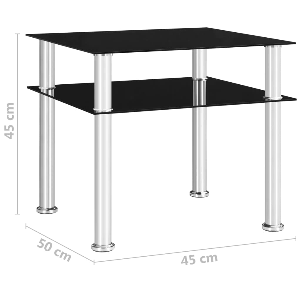 vidaXL Beistelltisch Schwarz 45x50x45 cm Hartglas