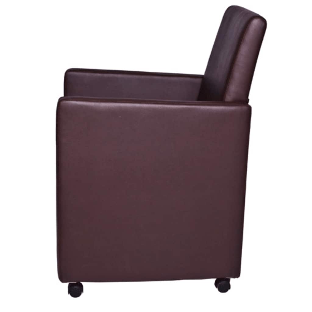 vidaXL Esszimmerstühle 2 Stk. Braun Kunstleder
