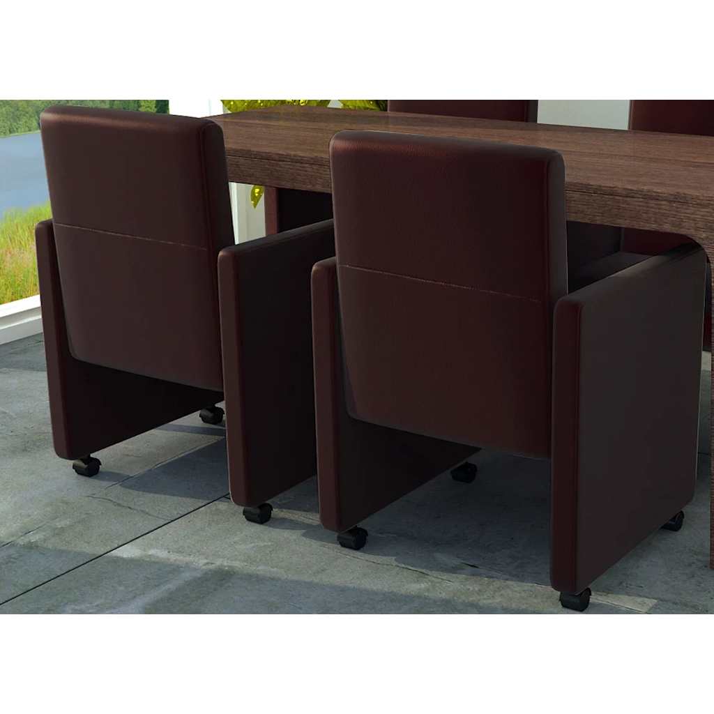 vidaXL Esszimmerstühle 2 Stk. Braun Kunstleder